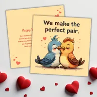 Cute Lovebirds Cartoon Birds Valentines Day Holiday Card