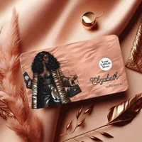 Rose Gold and Gold Tiger Skin Black Woman Boss Business Card