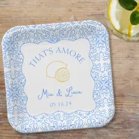 That's Amore Lemon Tiles Fun Mediterranean Wedding Paper Plates