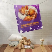Cute Fox Cub Asleep in Starry Night Sky Baby Blanket
