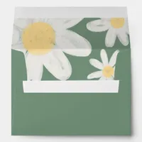 Sage Green Boho Daisy Floral Envelope