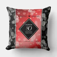Elegant 80th Ruby Wedding Anniversary Celebration Throw Pillow