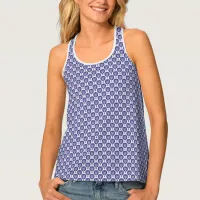 Blue Luxury Lion Head Pattern Tank Top