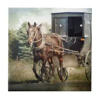 Horse and Buggy in Rural Iowa Ceramic Tile