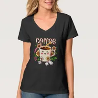 Cute Retro Kawaii Coffee and Flowers T-Shirt