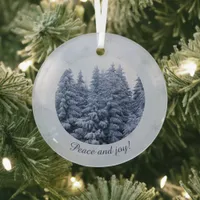 Magical winter forest -  blue, custom  glass ornament