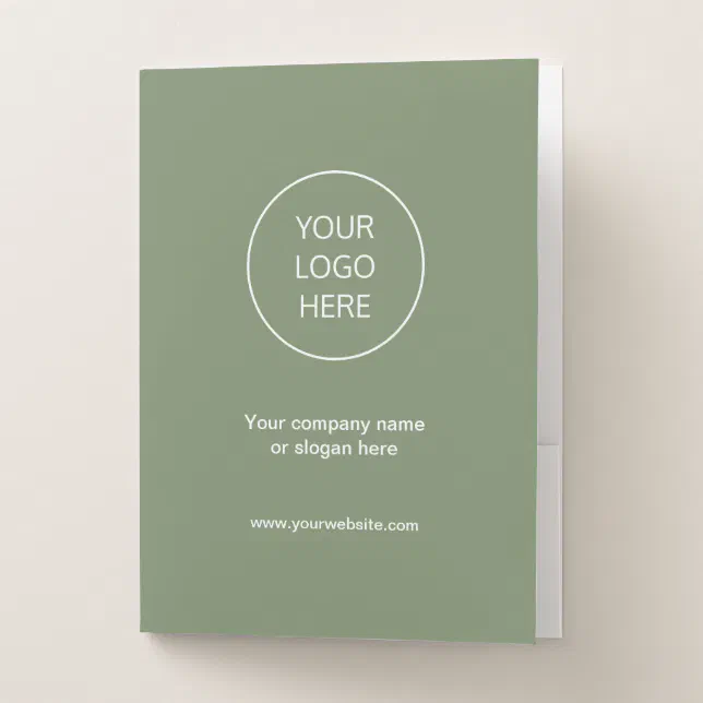 Business Logo Sage Green Pocket Folder