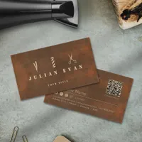  Rustic Steel Baber Scissors Pole Barbershop Business Card