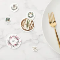 Rustic Winter Christmas Monogram Confetti