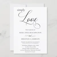 *~* Black White Simple Minimal Modern Wedding Invitation