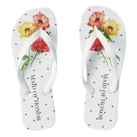Maid of Honor Polka Dot Floral Flip Flops