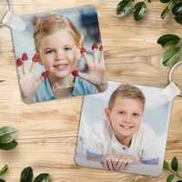Custom 2 Photo Kids Family Personalized Names Keychain