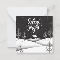 Silent Night Black and White Mini Christmas Card