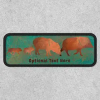 Southwest Cute Copper Teal Color Javelina Family Patch