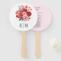Vibrant Floral Wedding Program Hand Fan