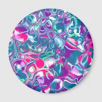 Pink and Blue Abstract Fluid Art Magnet