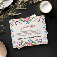 Mexican Elegant Colorful Floral Fiesta Wedding Enclosure Card