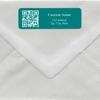 Teal green QR code business return address Label