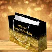 21st birthday black gold bow large gift bag