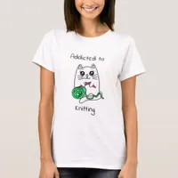 Addicted to Knitting | Cute Cat T-Shirt