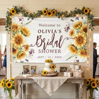 Watercolor Sunflower Rustic Floral Bridal Shower Banner
