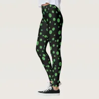 Black and Lime Green Polka Dotted Leggings