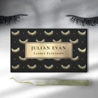 Luxe Black Gold Eyelash Stylist Business Card