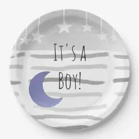 It's a Boy Moon and Stars Baby Shower Paper Plates