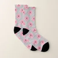 Pink Flowers And Stripes All-Over-Print Socks