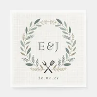 Rustic Monogram I Do BBQ Wedding Napkins