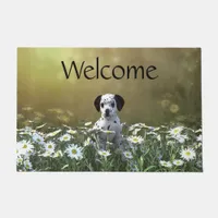 Cute Dalmatian Puppy in Daisies Doormat