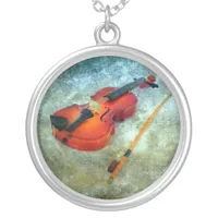Violin Silver Plated Necklace