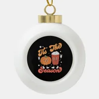 Tis The Season Pumpkin Spice Latte Fall Thanksgivi Ceramic Ball Christmas Ornament