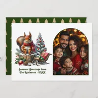 Woodland Squirrel Festive Forest Christmas Photo Holiday Card