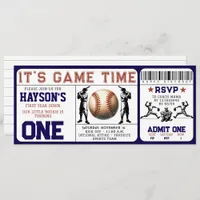 First Year Down Baseball Ticket 1st Birthday Invitation