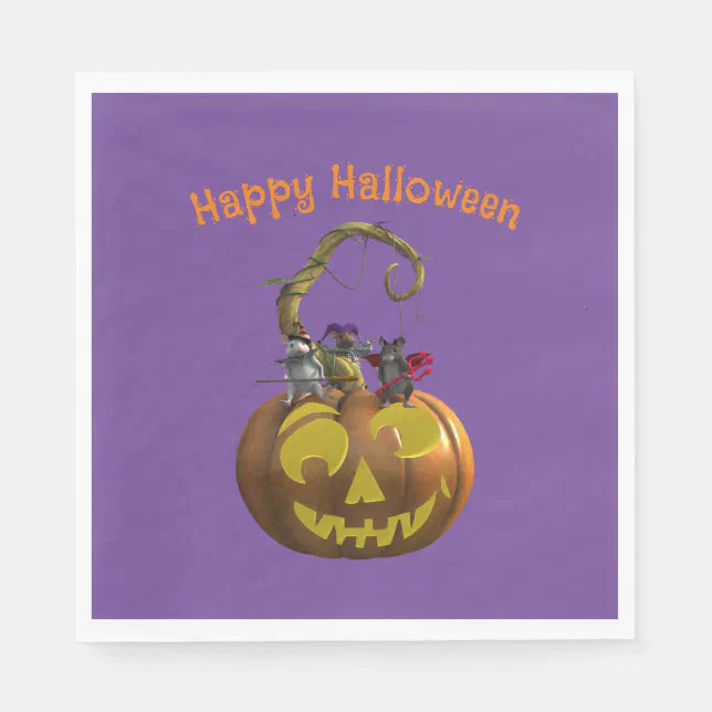 Cute Halloween Mouse Trio Napkins