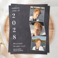 Rustic 3 Photo Budget Graduation Party Invitation