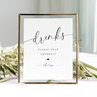 Drinks Bar Modern Elegant Bridal Shower Sign