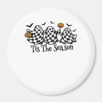 Retro Tis The Season Checkered Halloween Magnet