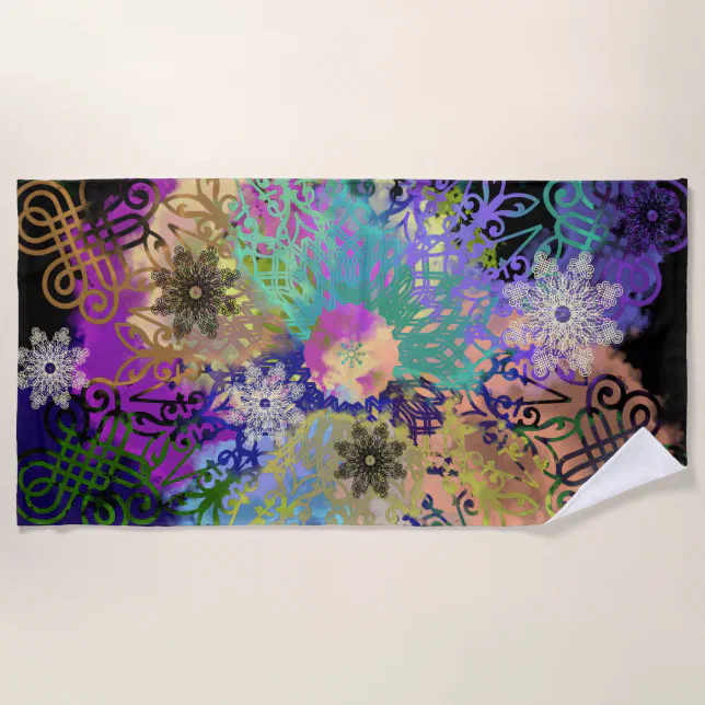 Mandalas geometric colored lace beach towel