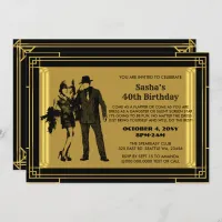 Roaring 20s art deco flapper girl and gangster invitation