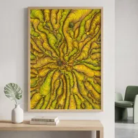 Psychedelic Yellow Organic Illusion Maximalist Poster