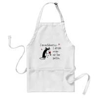 Outdoorsy Patio Wine Quote with Black Cat Adult Apron