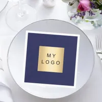 Navy blue business logo napkins