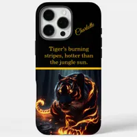 A glowing tiger prowls at night.  iPhone 16 pro max case