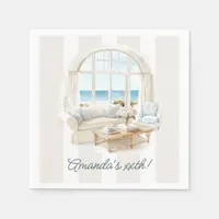 Coastal Chic Old Money Beach House Summer Party Napkins