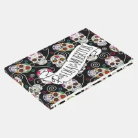 Sugar Skulls and Swirls Black ID725 Guest Book