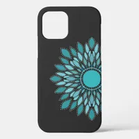 Elegant Teal Lotus Flower Mandala iPhone 12 Case