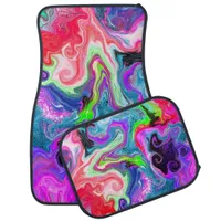 Colorful Swirls Marble Fluid Art   Car Floor Mat