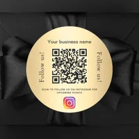 Gold glamorous business qr code instagram classic round sticker